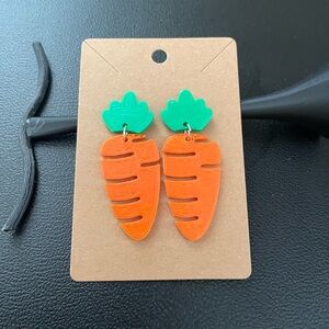 Whimsical Orange and Green Carrot Jewelry Earrings
